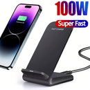 100W New Wireless Charger Stand Pad for Iphone 15 14 13 12 16 Pro Max XR 8 Samsung Xiaomi Induction Fast Charging Dock Station