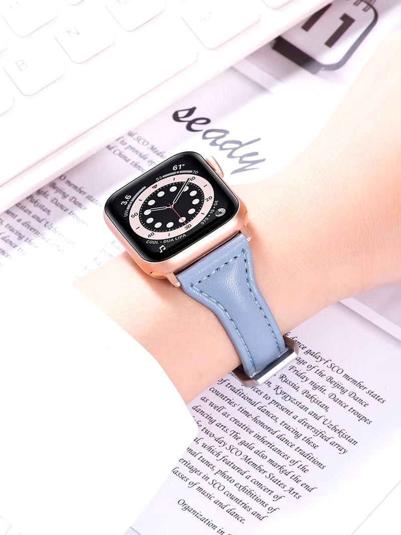 Slim Leather Band for Apple Watch Strap 45 41 40 44 38 42Mm 44 Mm Genuine Leather Bracelet Apple Watch Serie 7 6 5 4 3 Se Strap