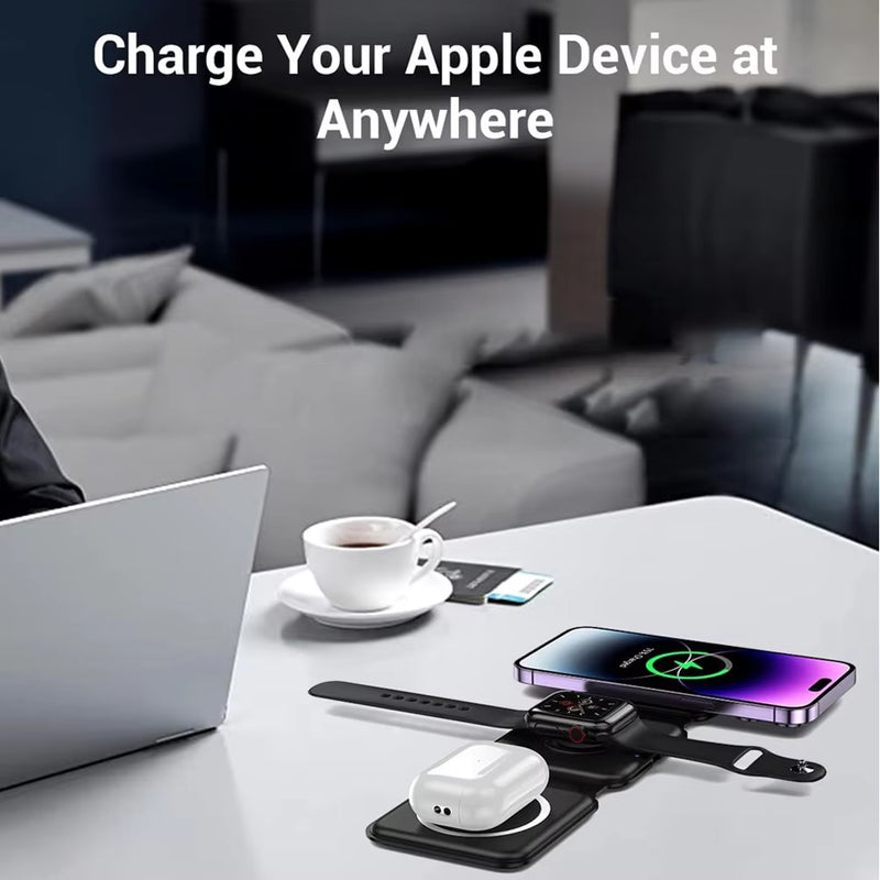 Foldable Wireless Charger 3 in 1 for Iphone 16 15 14 13 12 Pro Max Apple Watch Airpods Fast Charging Dock Station Magsafe Type C