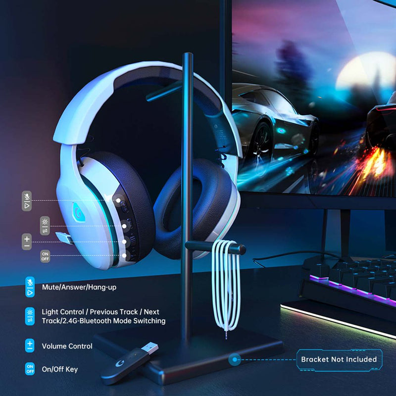 Gtheos  2.4Ghz Wireless Gaming Headset for PC, PS4, PS5, Mac, Nintendo Switch, Bluetooth 5.2 Gaming Headphones with Detachable Noise Canceling Microphone, Stereo Sound, 3.5Mm Wired Mode for Xbox Series