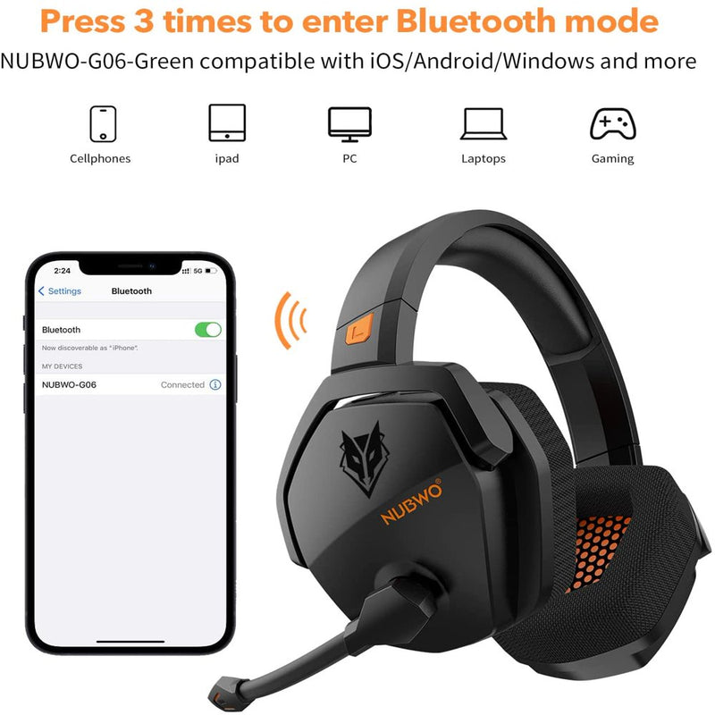 G06 Wireless Gaming Headset with Microphone for PS5, PS4, PC, Mac, 3-In-1 Gamer Headphones Wit Mic, 2.4Ghz PS Console, Bluetooth Mode Switch, Wired Controller