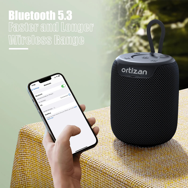 Bluetooth Speakers ORTIZAN, Portable Wireless with Bluetooth 5.3, IPX7 Waterproof, 15W Stereo Sound, Dual Pairing