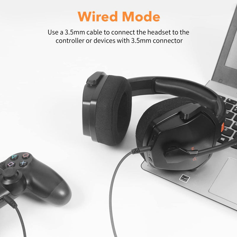 G06 Wireless Gaming Headset with Microphone for PS5, PS4, PC, Mac, 3-In-1 Gamer Headphones Wit Mic, 2.4Ghz PS Console, Bluetooth Mode Switch, Wired Controller