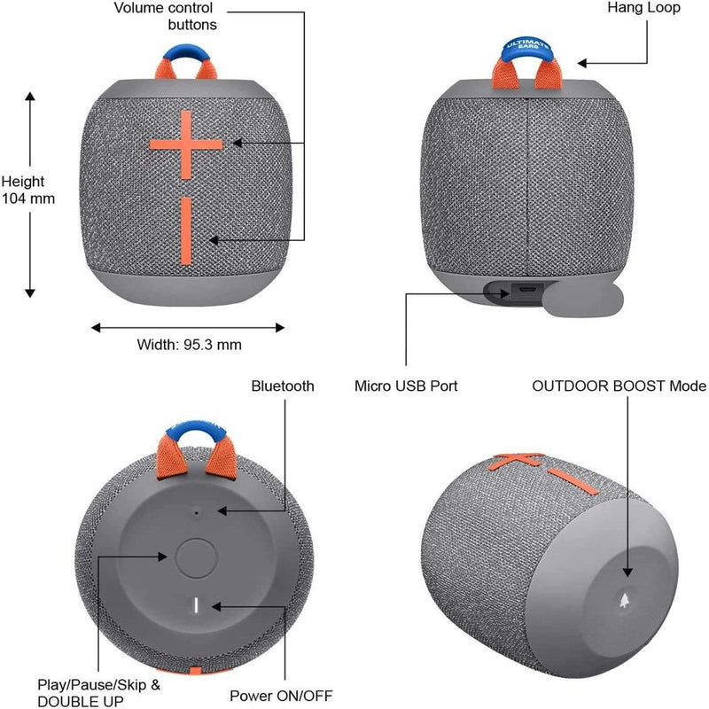 WONDERBOOM 2 Portable Waterproof Bluetooth Speaker - Wireless Boom Box - Non-Retail Packaging 